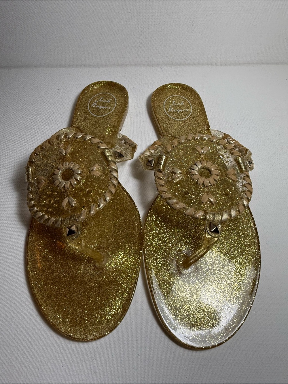 Jack Rogers GEORGIA Jelly Gold‎ Sparkle Sandals SIZE 10 NWOT